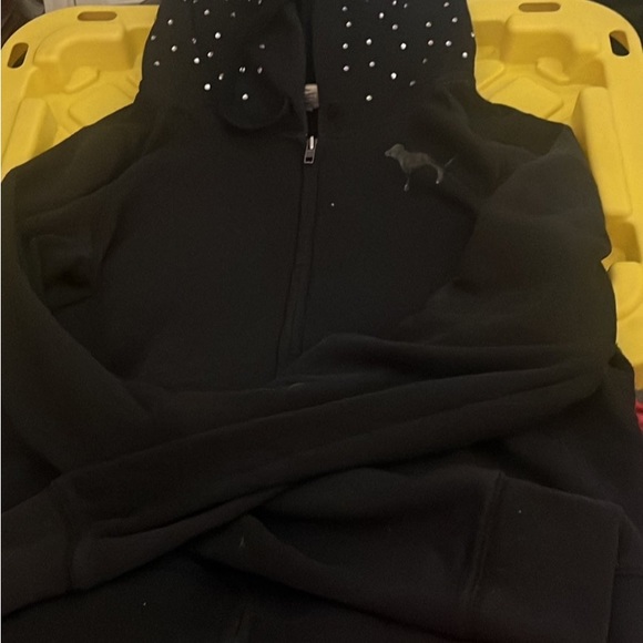 Vs/pink EXTREMELY HTF, RARE large, black rain bow sequin zip up. - Picture 3 of 3